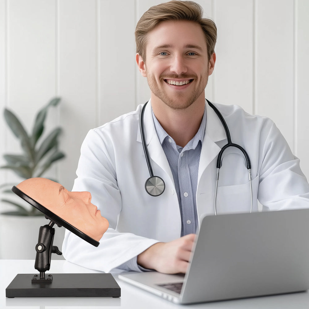 Facial Aesthetic Injection Training Head Used in Classroom or Demonstration Setting