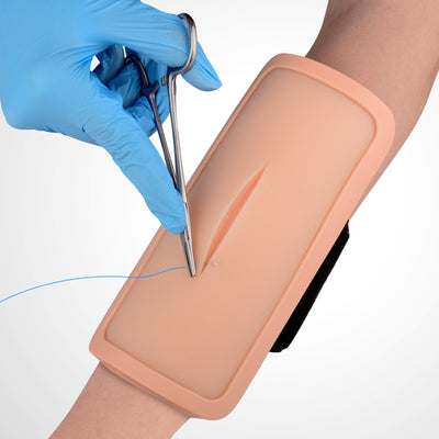 Wearable Skin Suture Pad Attached To Arm For Practice