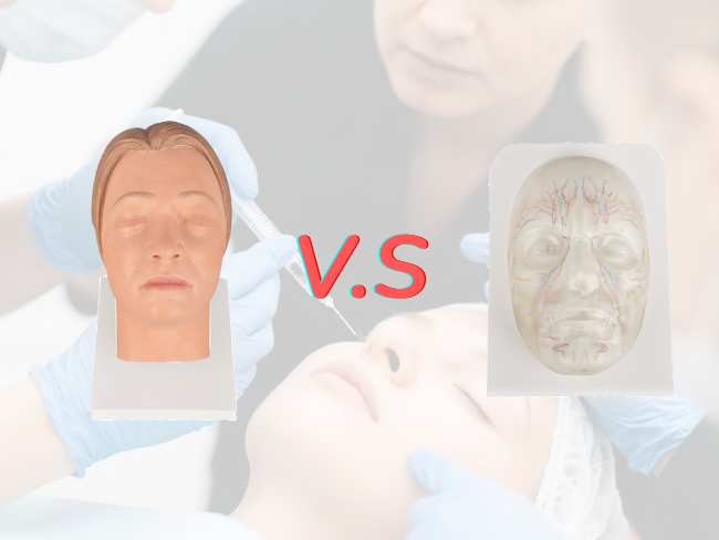 Real Skin Tone vs. Transparent Facial Injection Mannequins