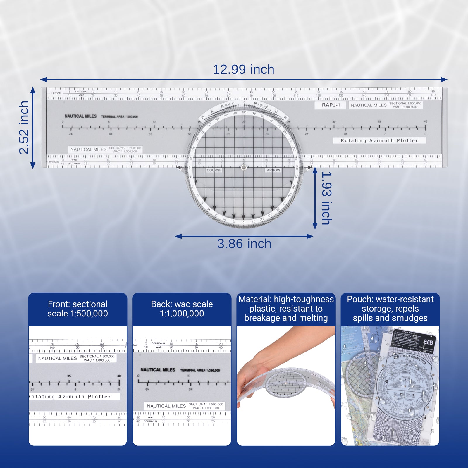 Aviation Plotter Dual Scale Chart Measurement