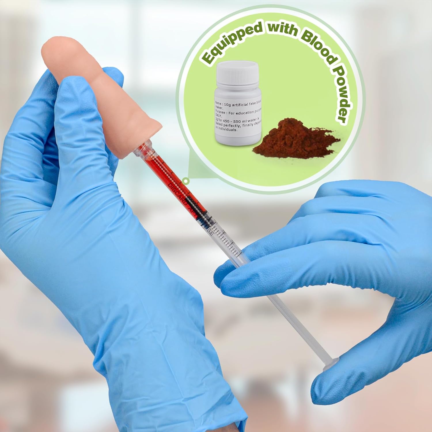 Blood Glucose Test Simulator With Syringe And Blood Powder