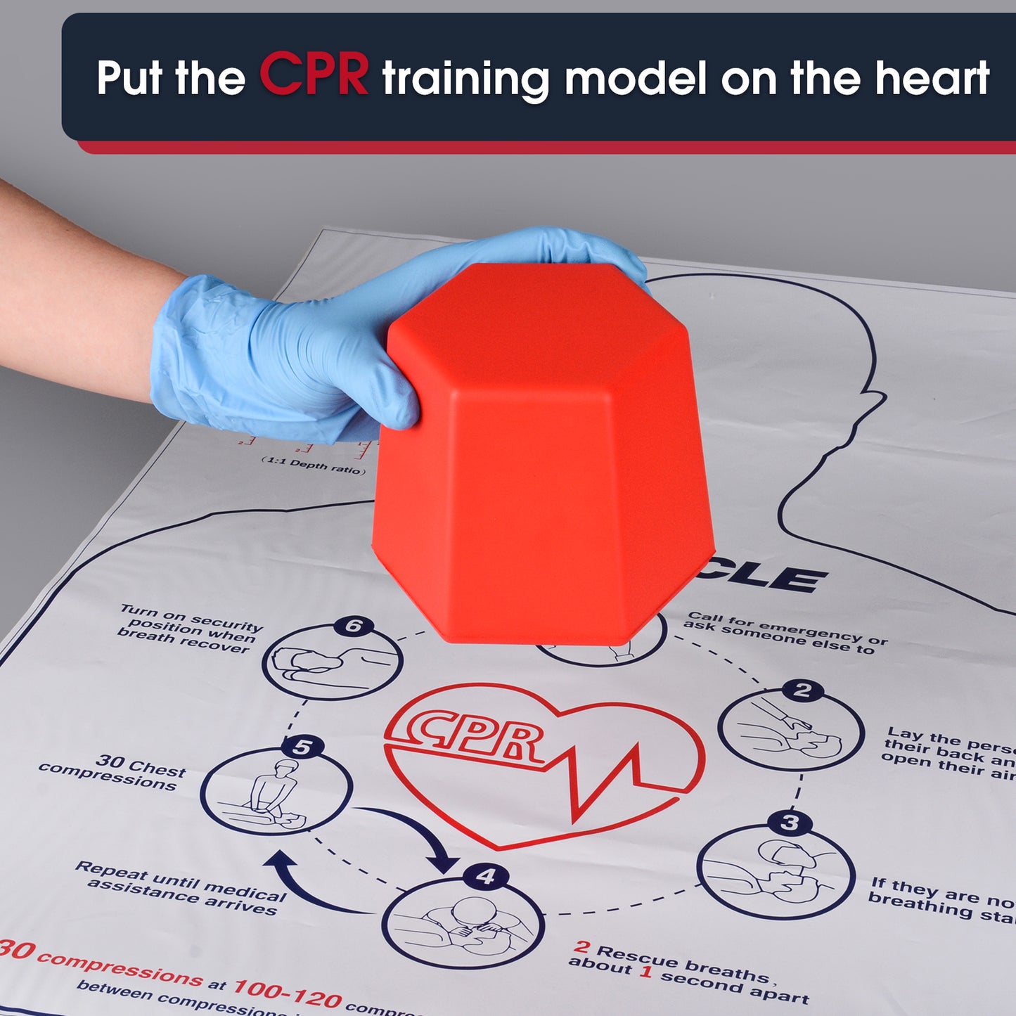 CPR Compression Cube Showing Hand Placement