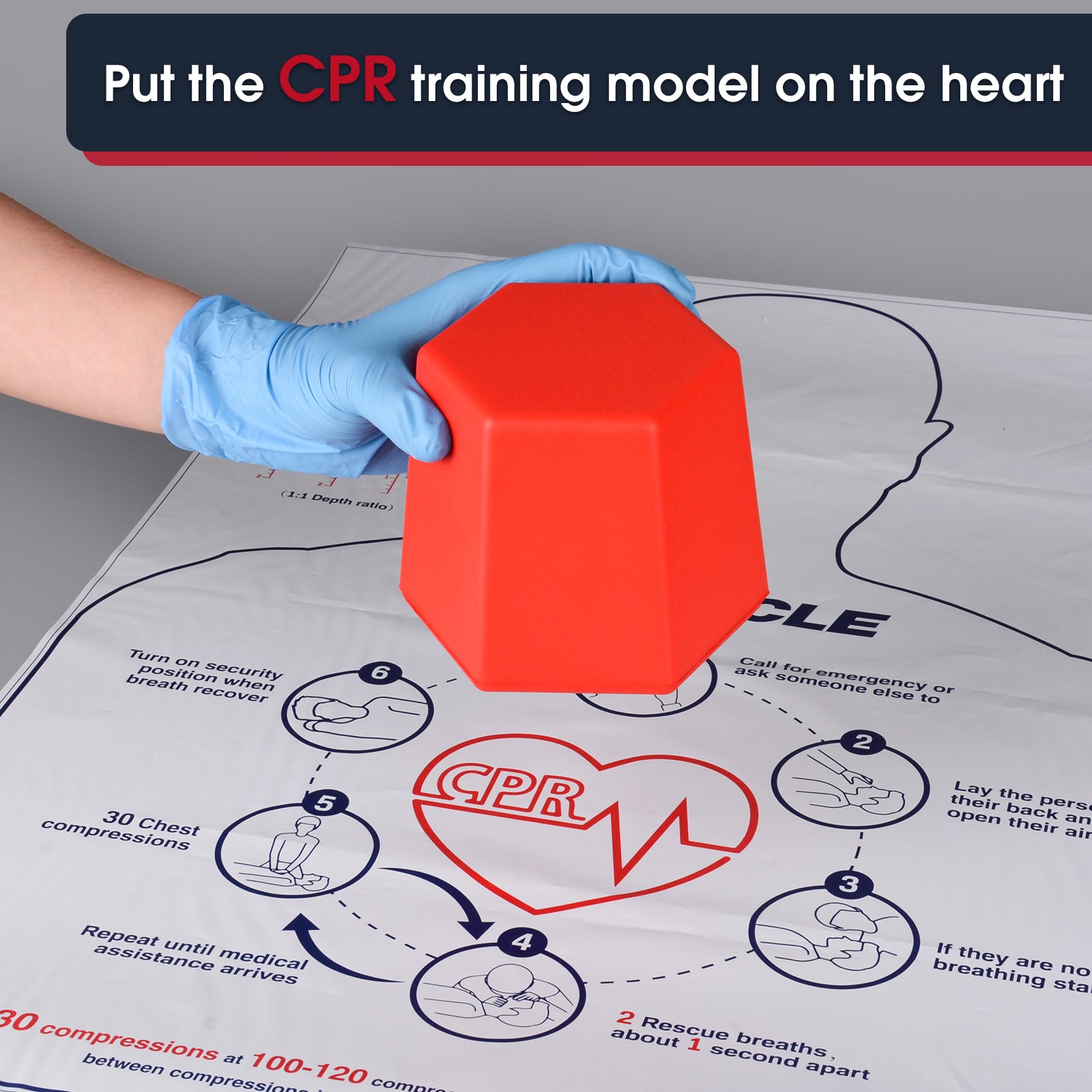 CPR Compression Cube Showing Hand Placement