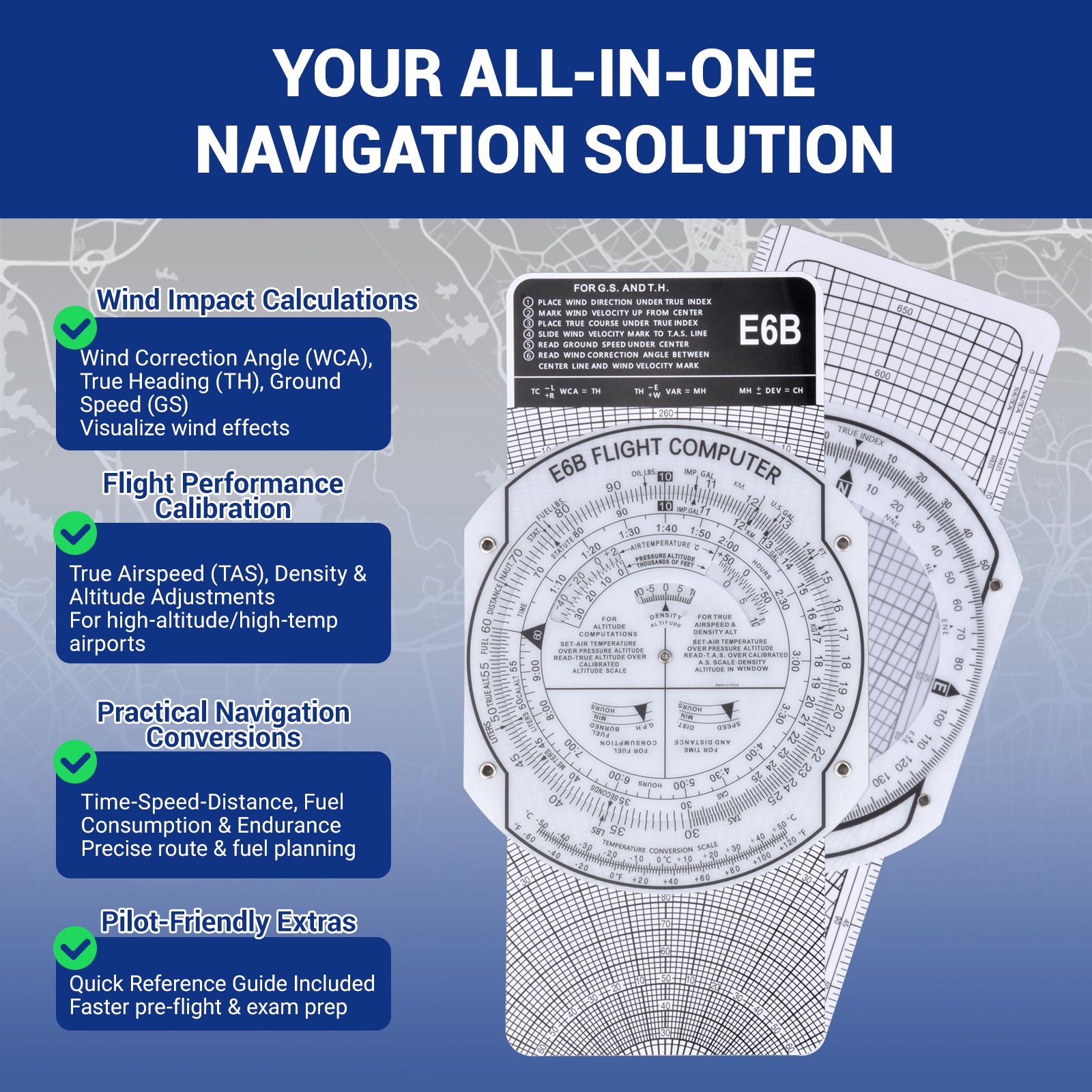 E6B Flight Computer Slide Rule Navigation Solution