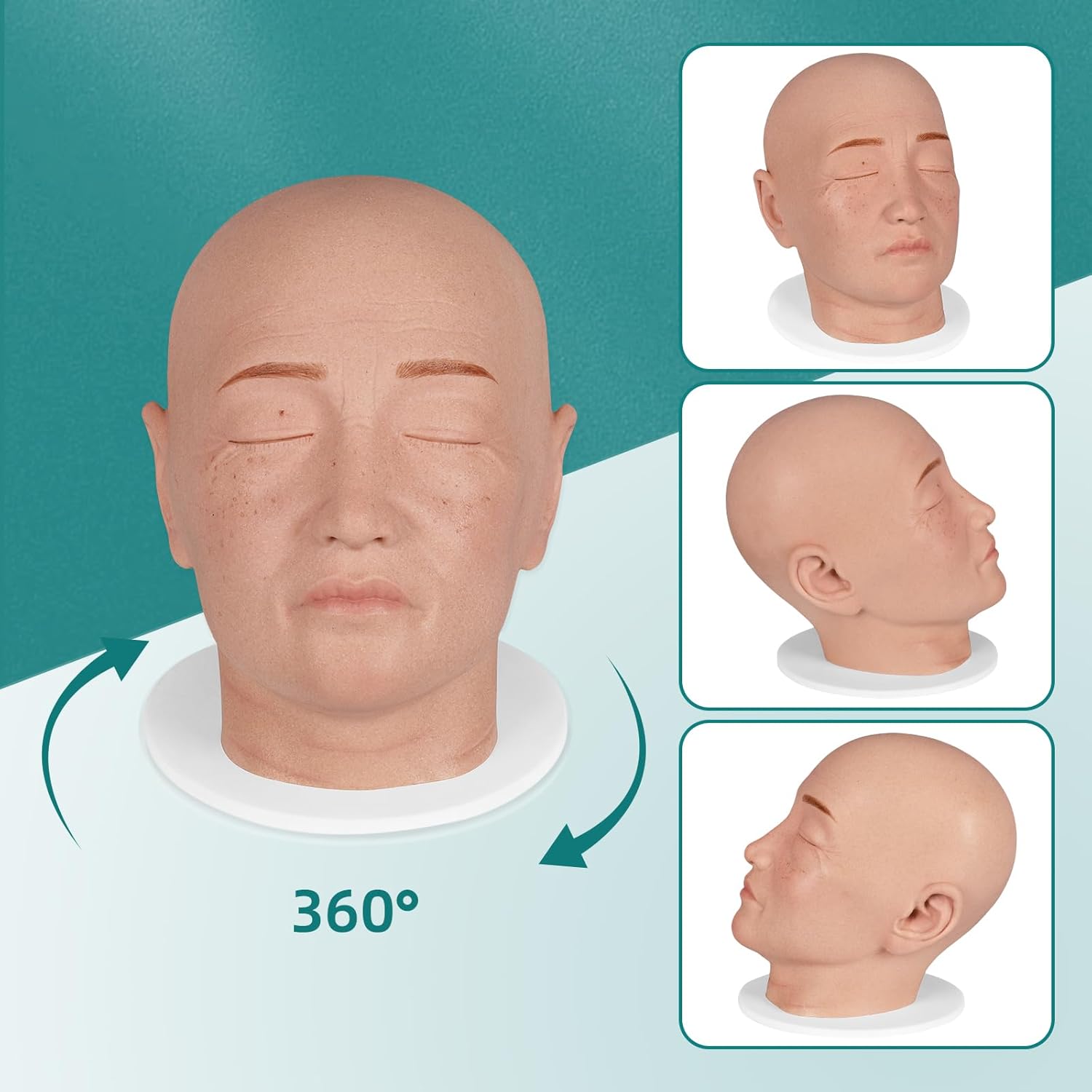 Full Head Facial Injection Training Model With Rotating Base