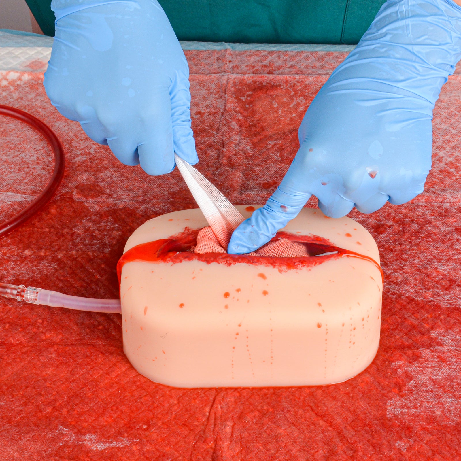 Gauze Packing Inside Rectangular Laceration Wound Model
