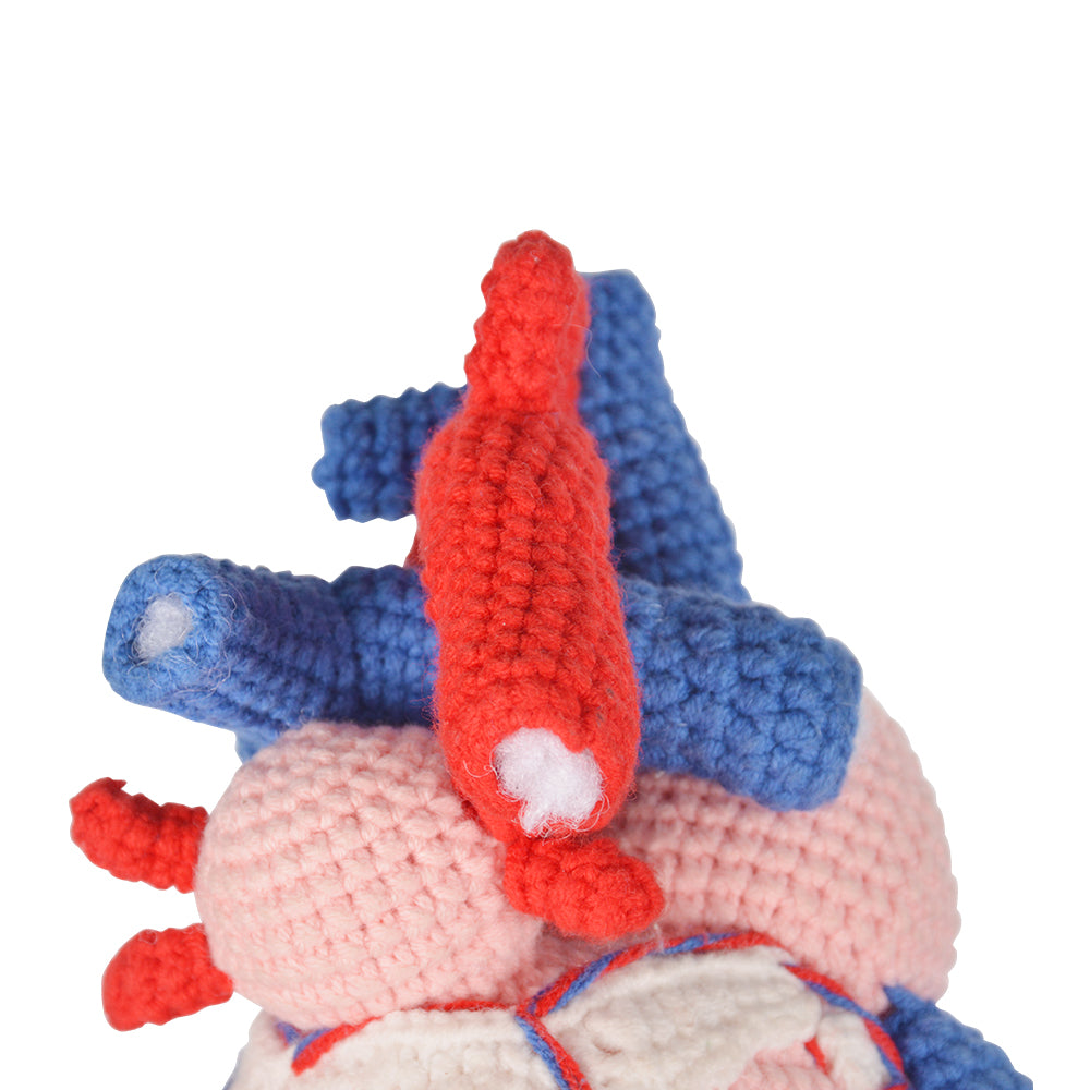 Handmade Crochet Heart Ornament Showing Detailed Stitching