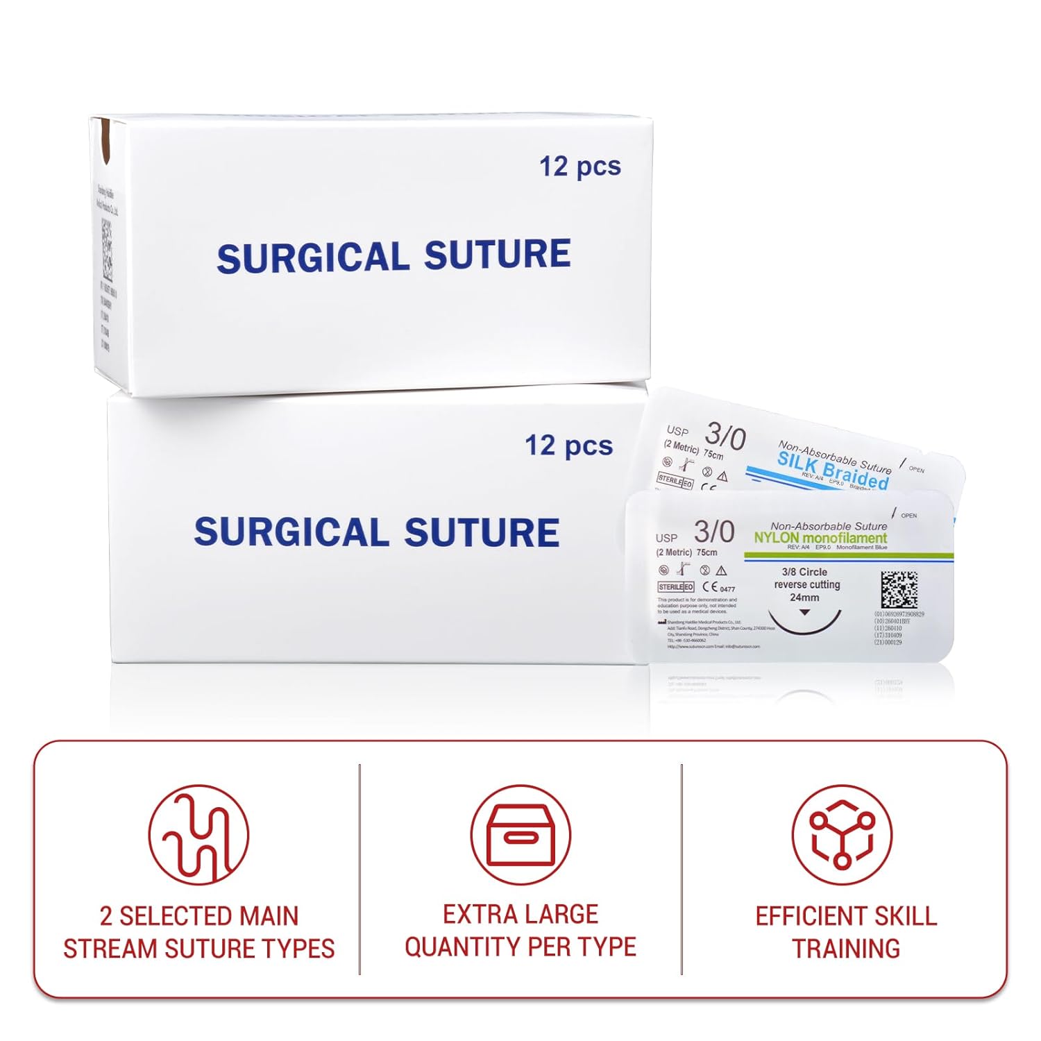 Individually Sealed Suture Training Threads with Needles