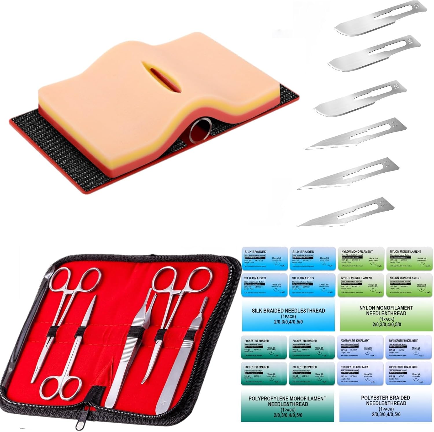 Medarchitect Practice Suture Kit Full Set with Pad and Tool Kit