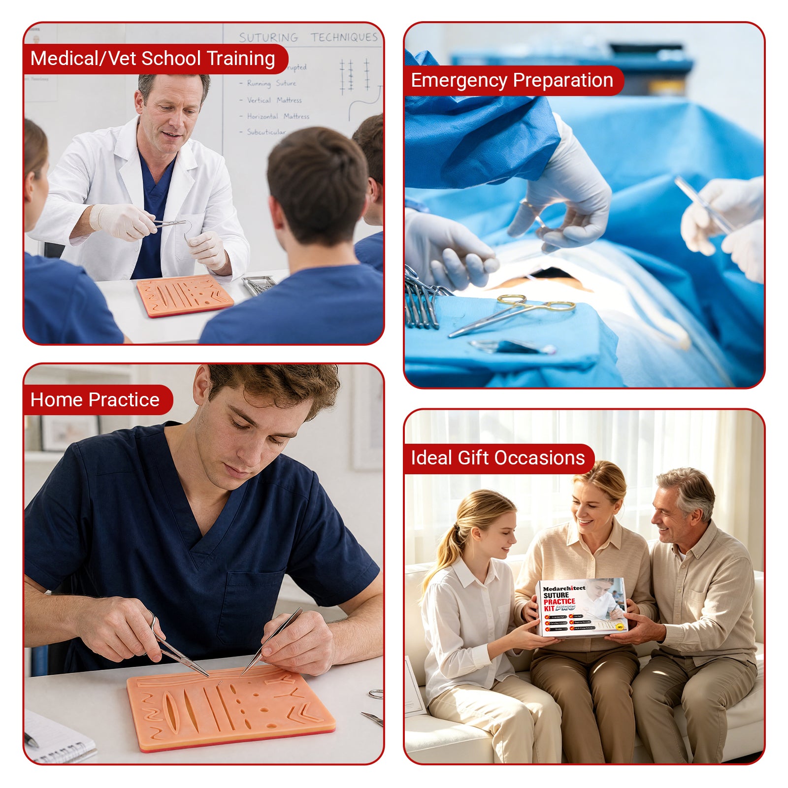 Medarchitect Suture Kit Upgraded with 21-Wounds and DIY Suture Pad