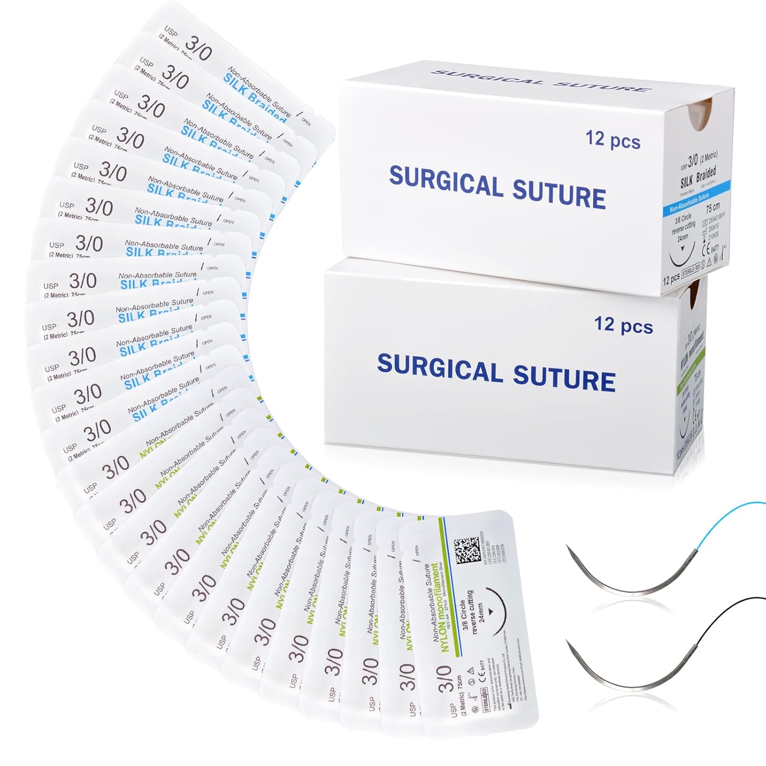 Medarchitect Suture Practice Thread with Needle Kit 24 PK