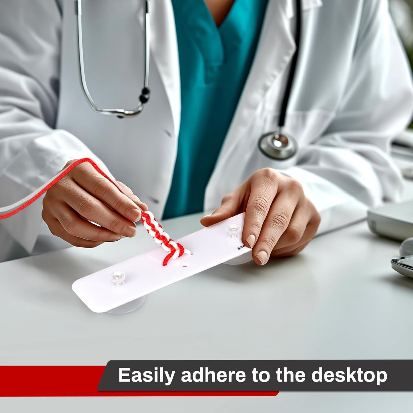 Medical Student Practicing Knot Tying With Tools