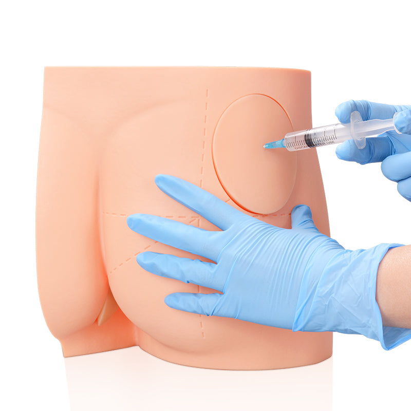 Nursing Student Practicing Intramuscular Injection on Gluteal Model