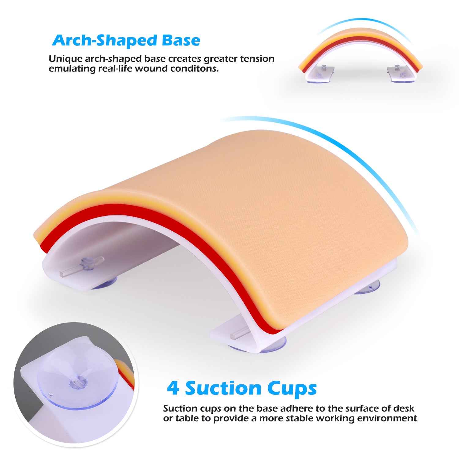 Pad with Transparent Acrylic Arch-Shaped Base for Stable Suturing