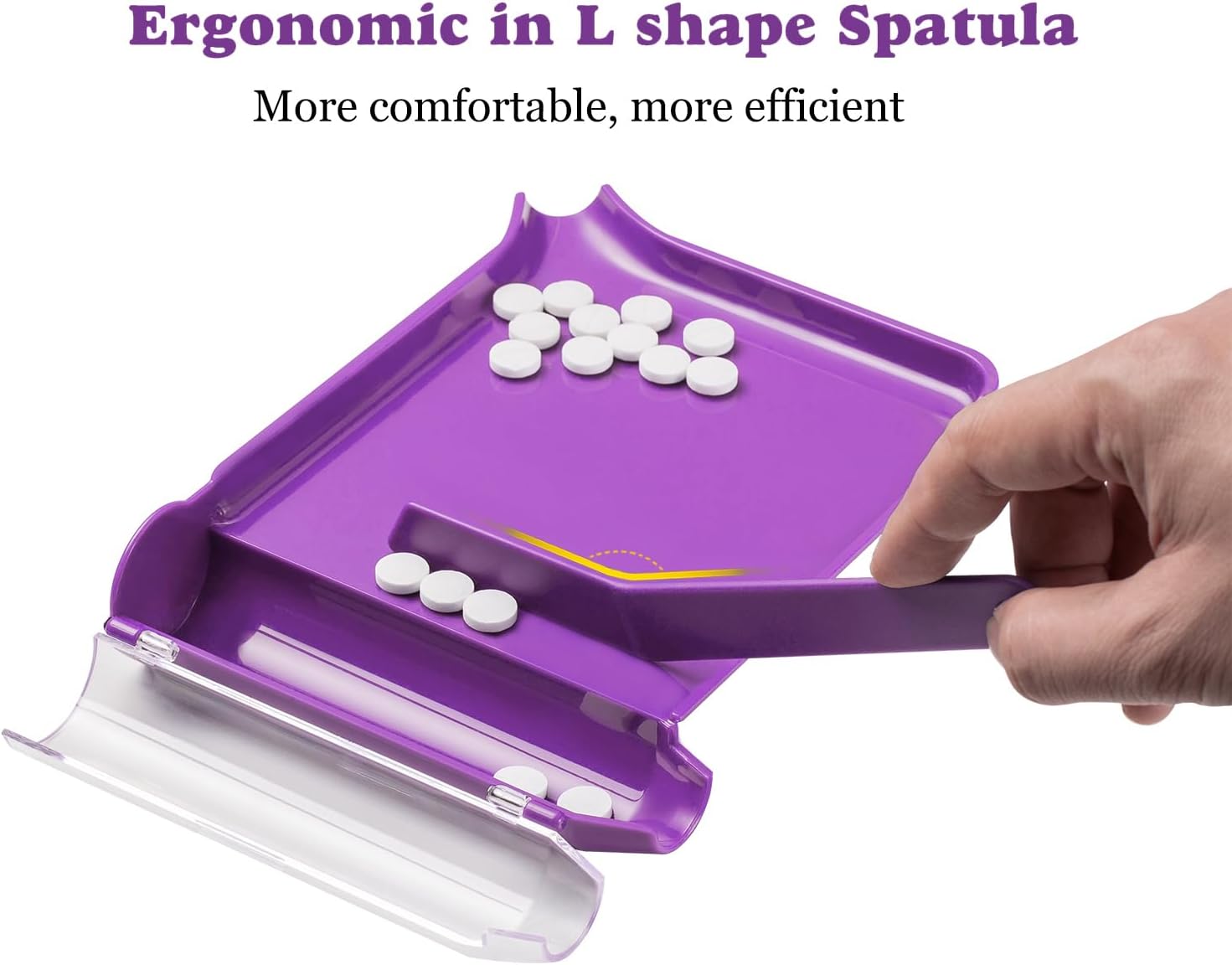 Pill Counter Tray with L-Shape Plastic Spatula