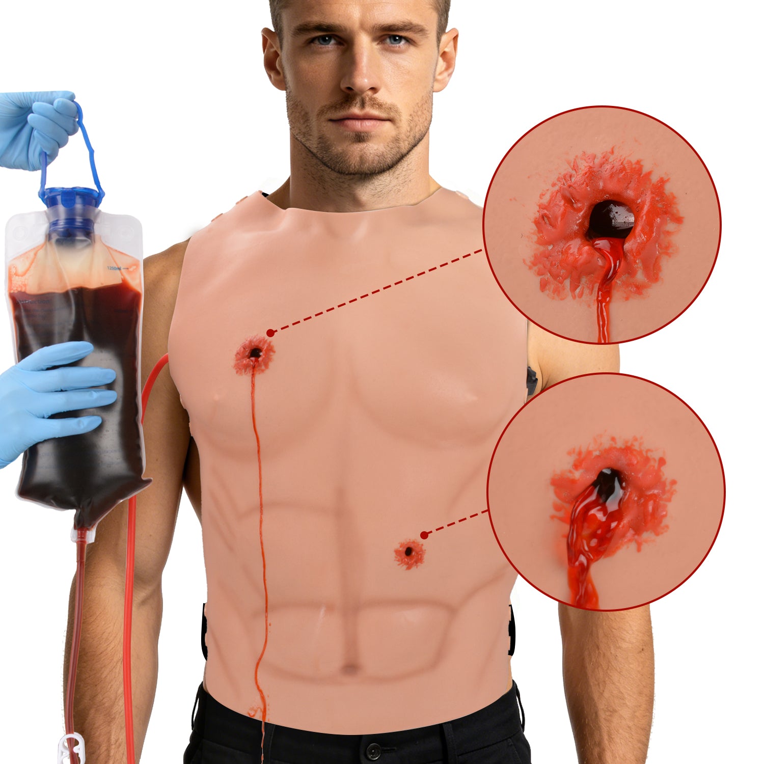Realistic Bleeding Gunshot Wound Simulation Manikin