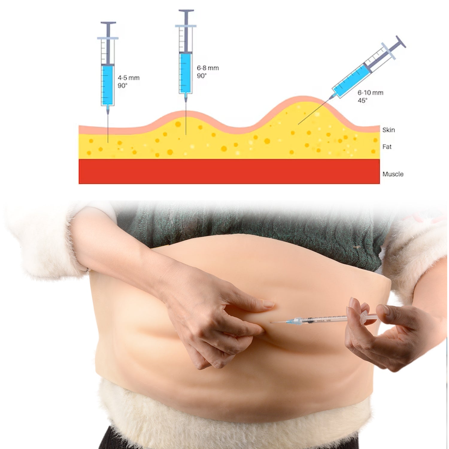 Realistic Folded Skin Subcutaneous Injection Trainer
