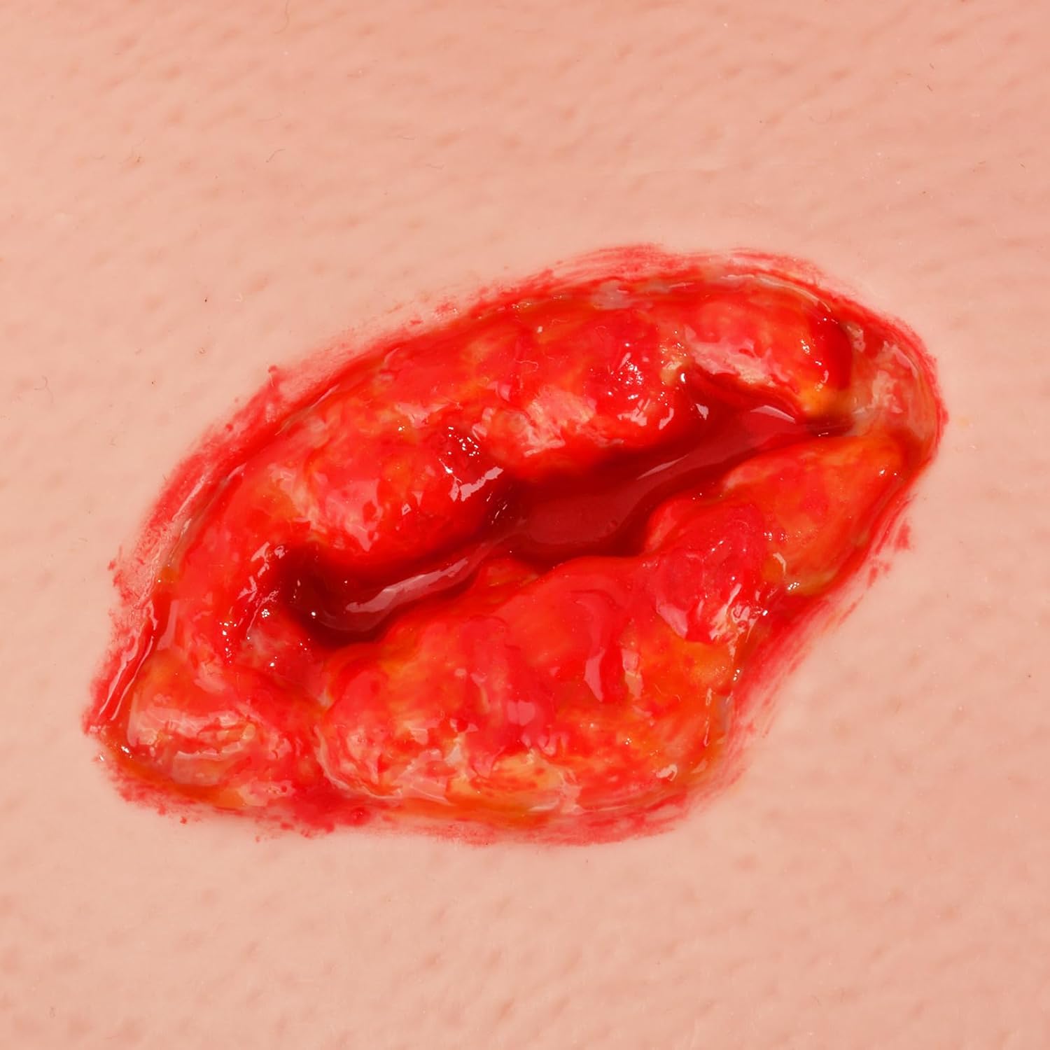 Realistic Puncture Wound on Thigh Simulator Close Up