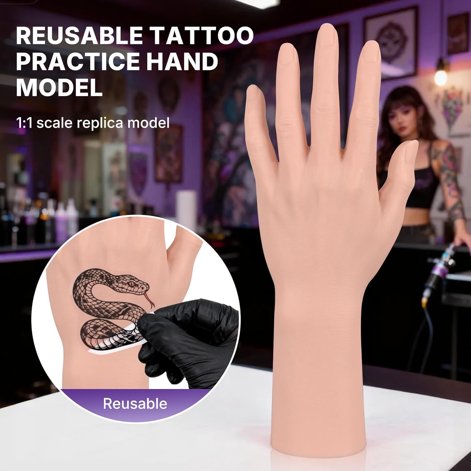 Reusable Tattoo Training Hand Model Silicone