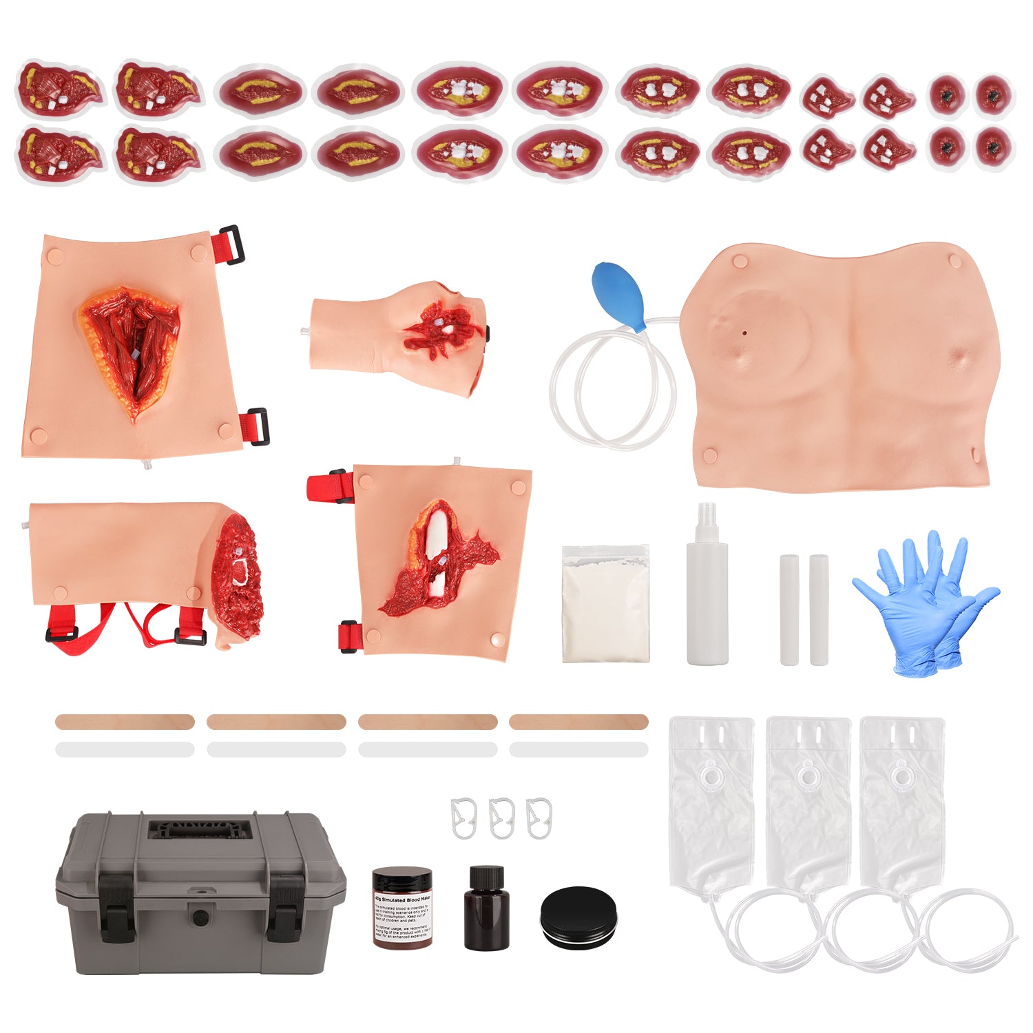 Trauma Simulation Kit Complete Components And Makeup Accessories