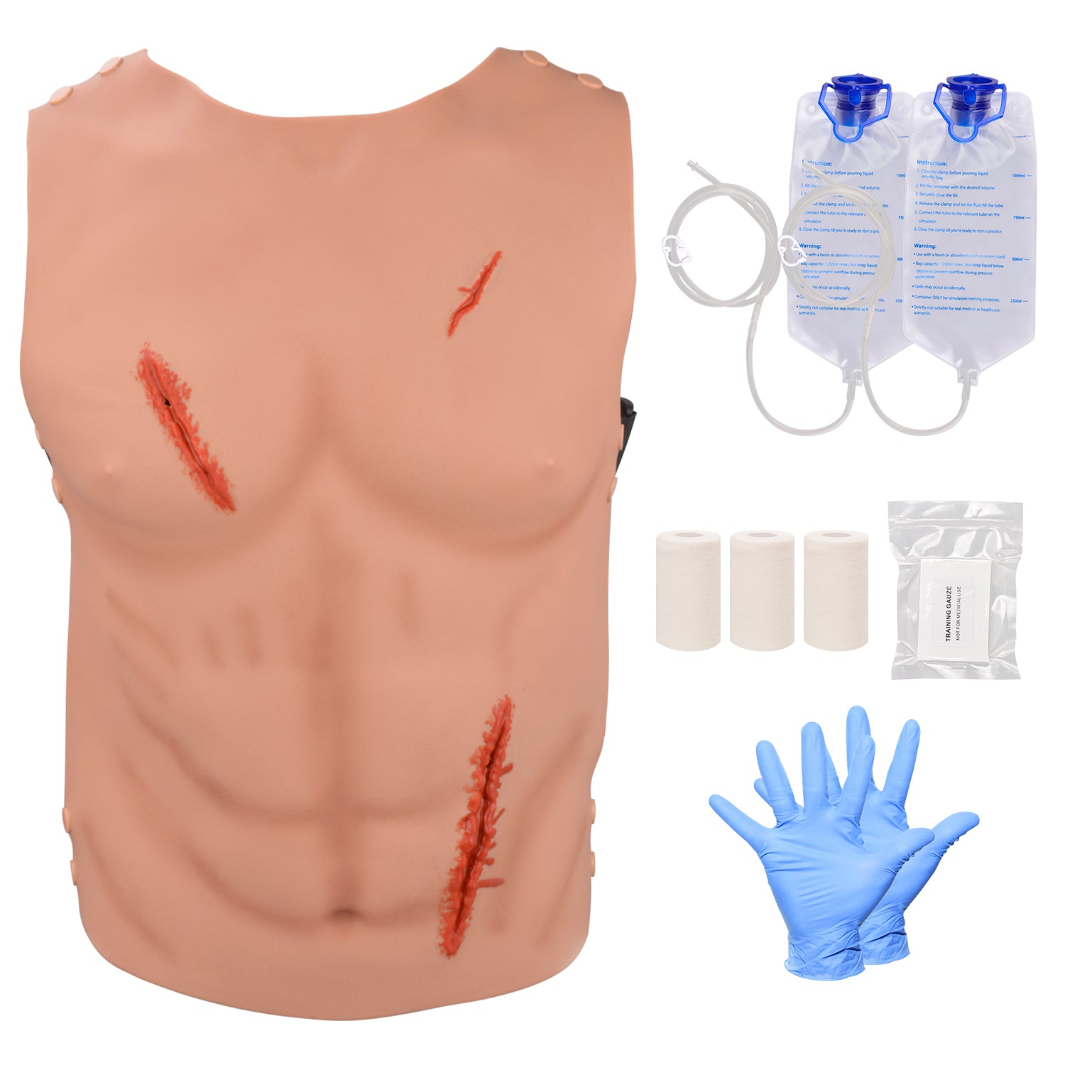 Wearable Chest & Abdominal Stab and Laceration Wound Packing Trainer