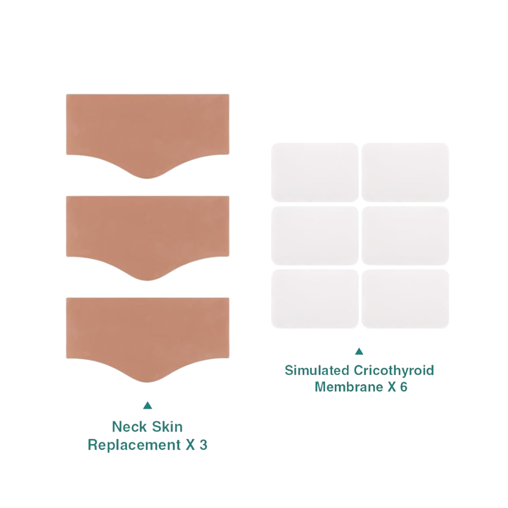 Wearable Cricothyrotomy Trainer Replacement Kit – Neck Skin Replacement (x2) and Simulated Cricothyroid Membrane (x6)