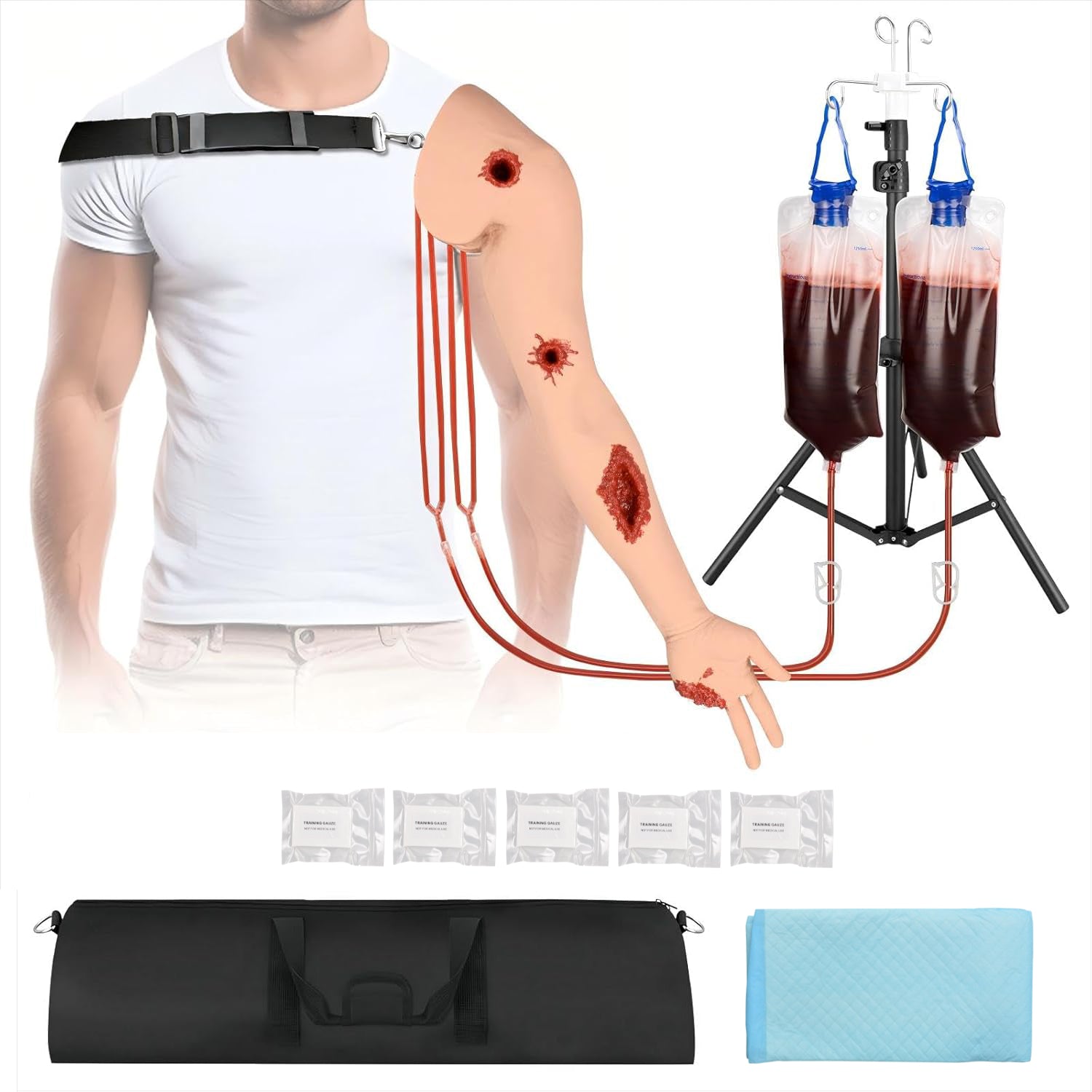 Wearable Hemorrhage Control Arm Trainer with 4 Multi-Wounds