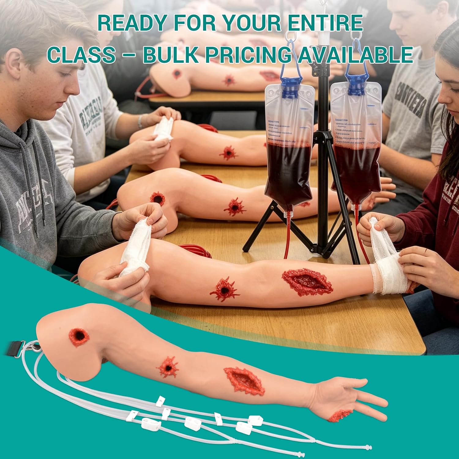 Wearable Hemorrhage Control Arm Trainer with 4 Multi-Wounds