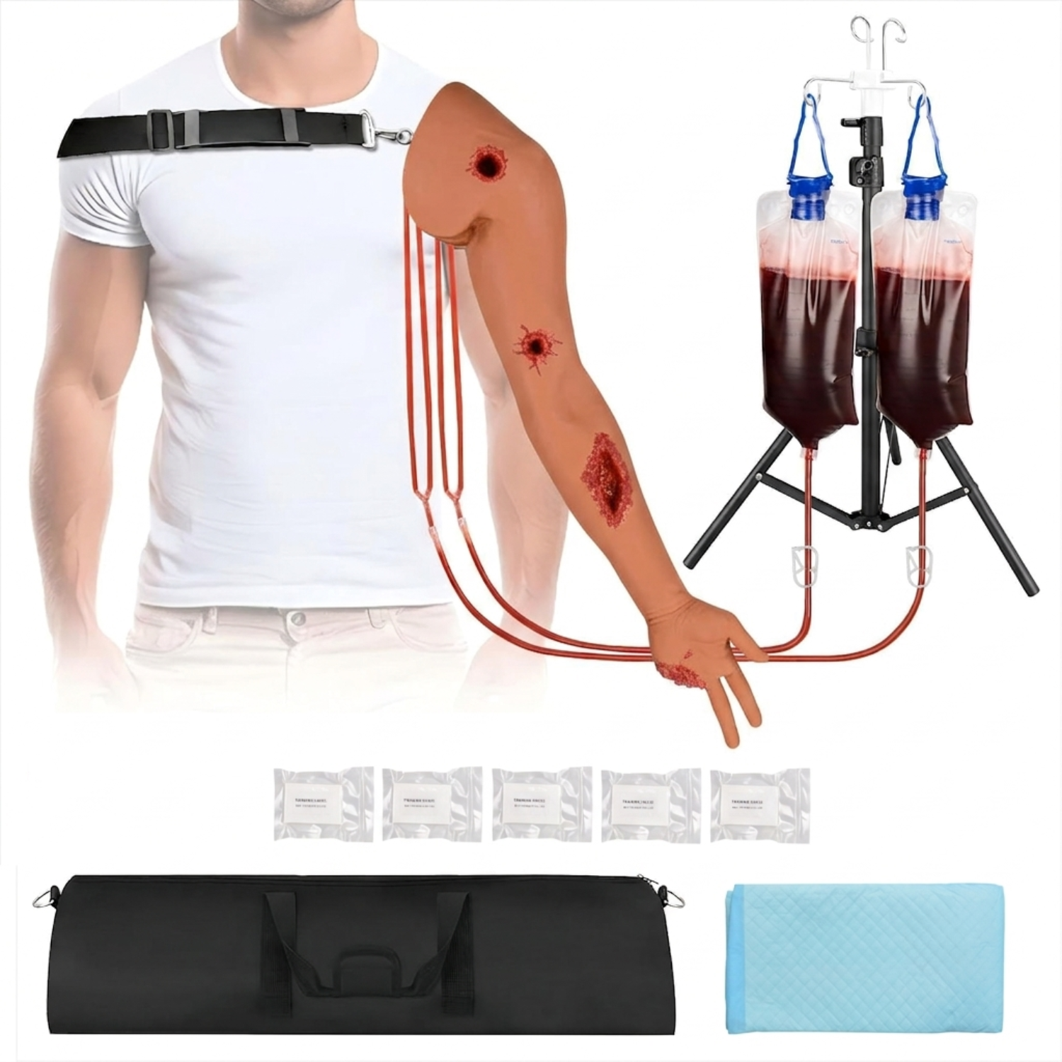 Wearable Hemorrhage Control Arm Trainer with 4 Multi-Wounds