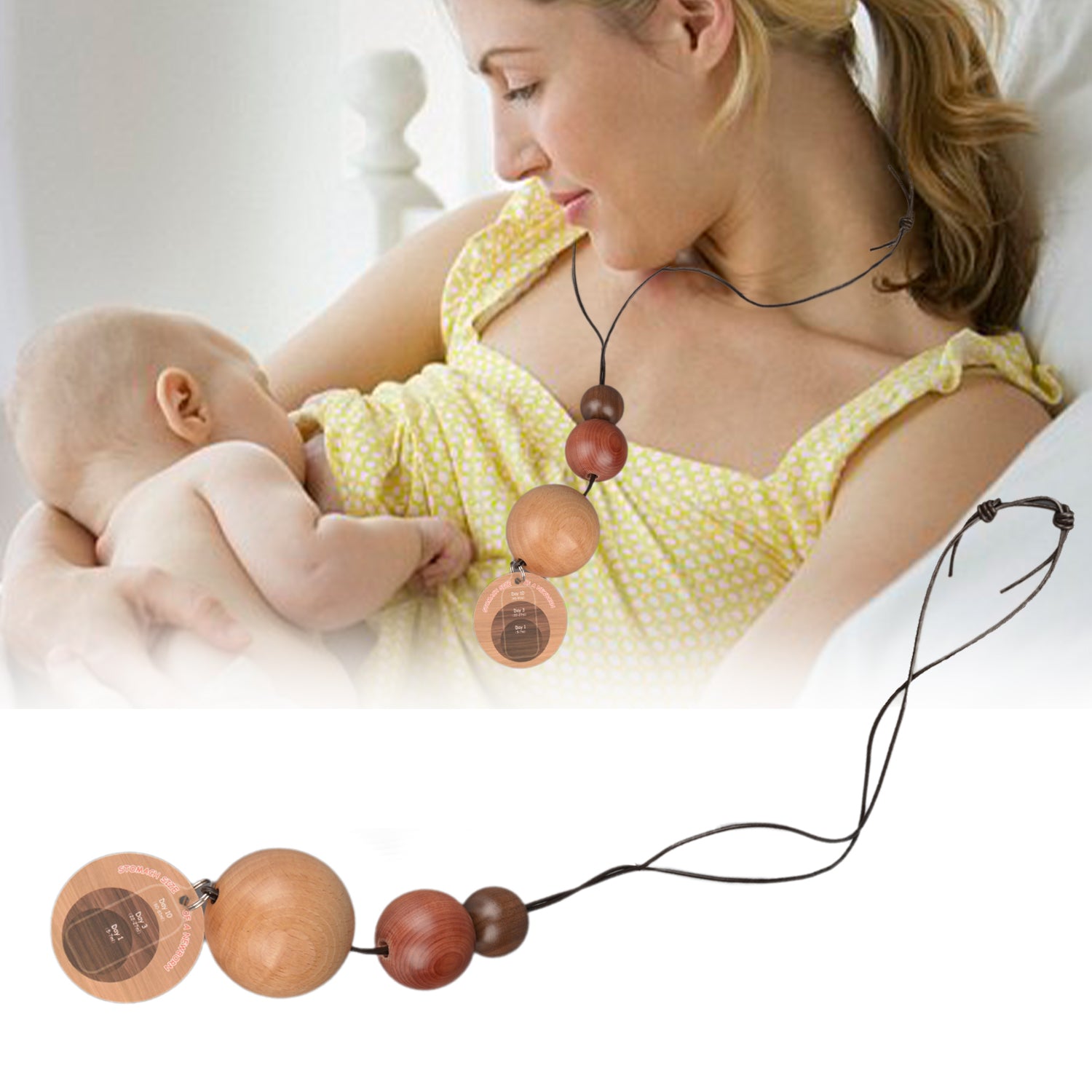 Wooden Baby Belly Beads for Breastfeeding Education