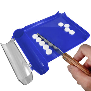 Right Hand Pill Counting Tray with Spatula (Blue - Wood Handle) - [shop_medarchitect]