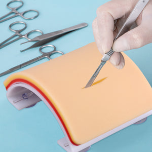 Delux Suture Kit Including DIY Incision Suture Pad with Hook&Loop Replacement Design, 19 Pre-Cut Wounds Pad & Complete Tools for Advanced Suture Skill Practice Educational Use Only