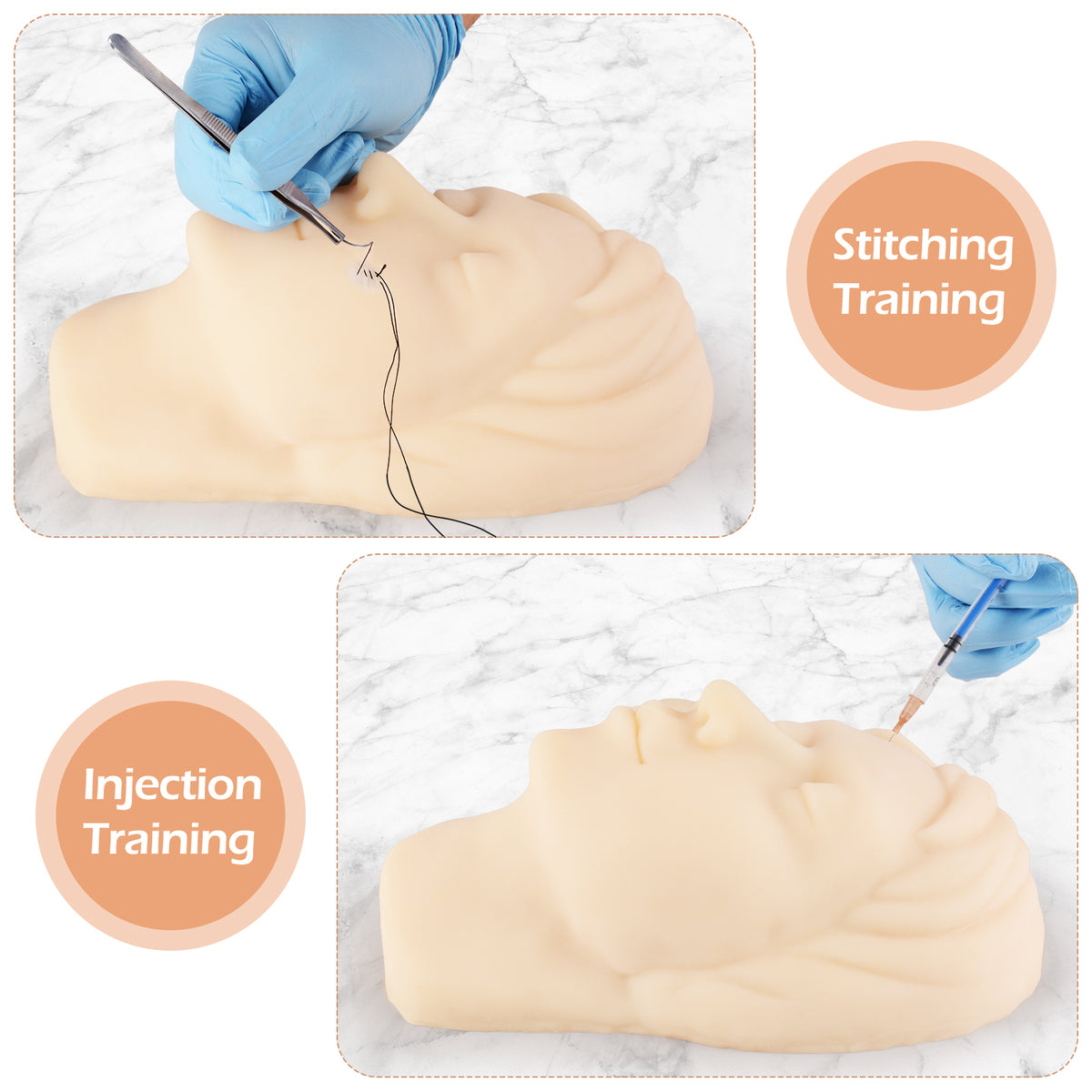 Human Figure With Injection Medarchitect Silicone Facial Injection Mannequin Head Model