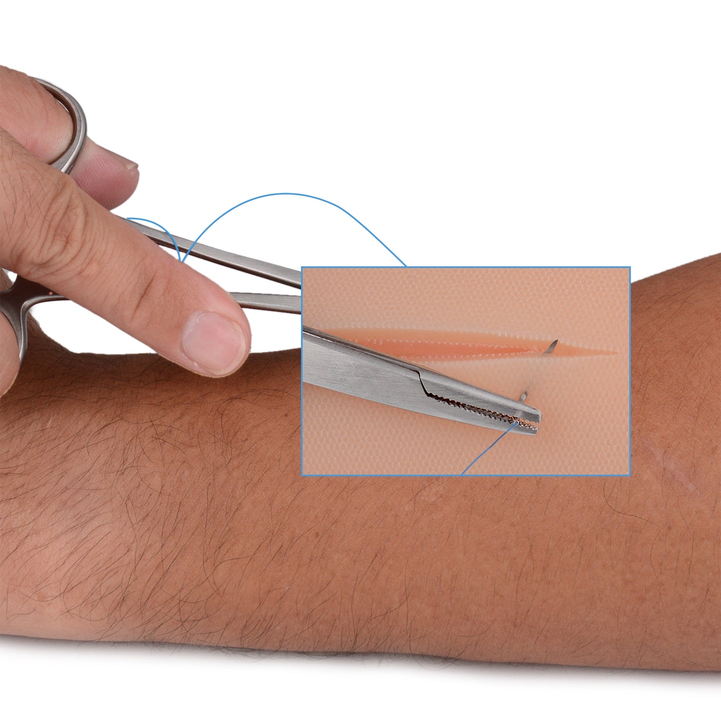 Medical Student Using Suture Pad For Training
