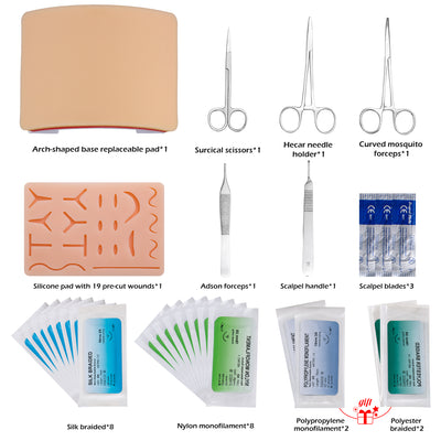 Practice Suturing Kit All Components Laid Out Clearly