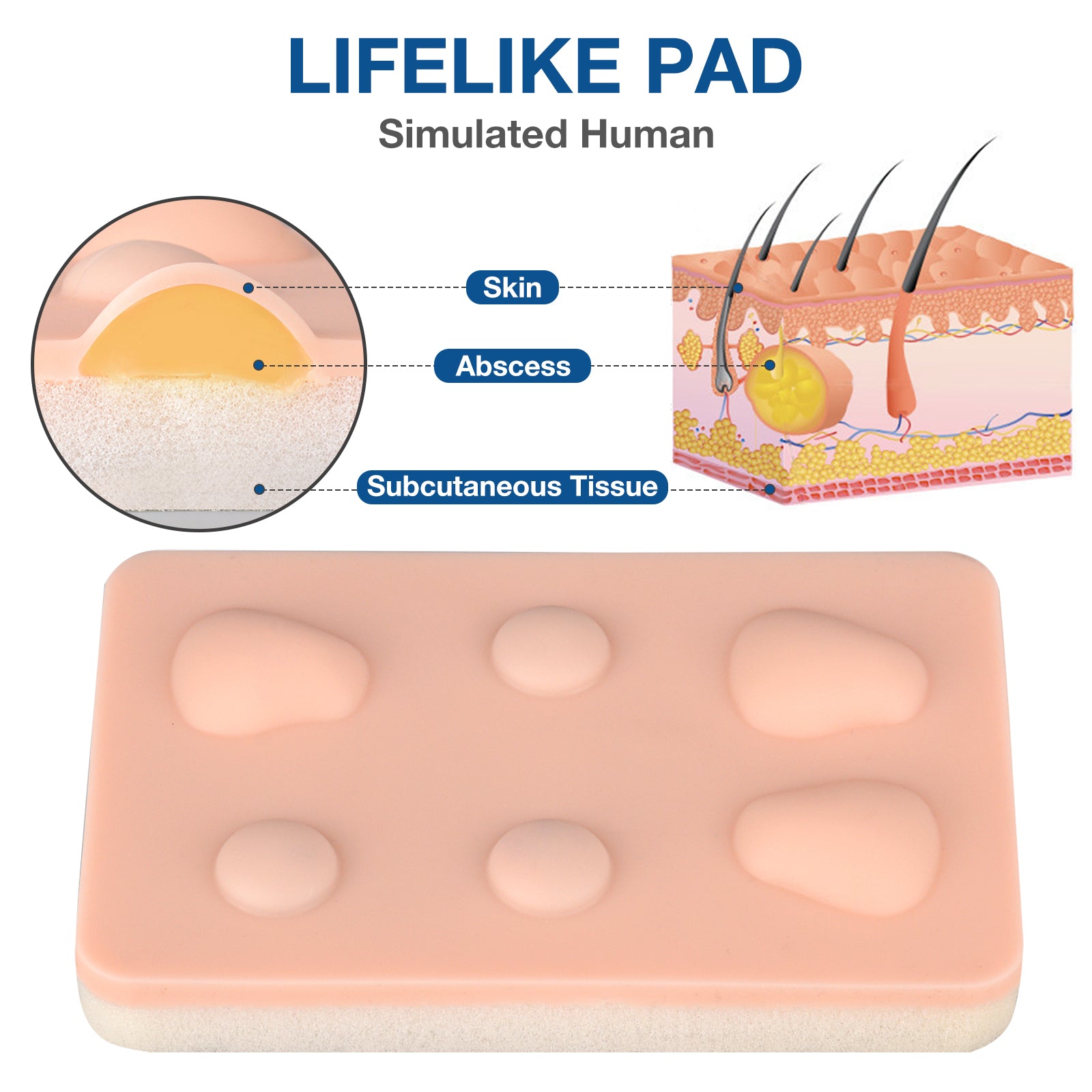 Realistic Silicone Training Pad with Sebaceous Cysts and Abscesses