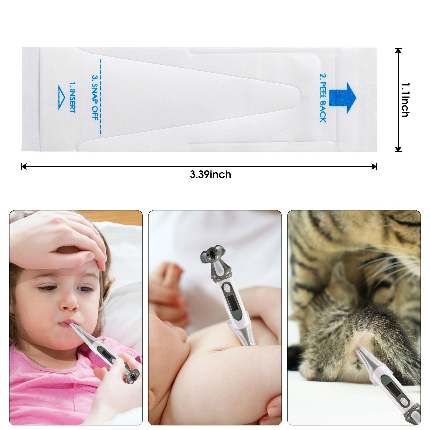 Medarchitect 200 Covers Digital Thermometer Probe Covers for Universal Oral Rectum Armpit Electronic Thermometer Hygienic Sanitary Disposable Plastic Covers - [shop_medarchitect]
