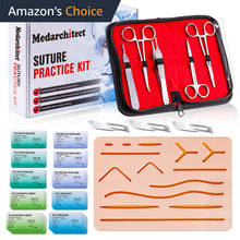 Load image into Gallery viewer, Suture Practice Kit (30 Pieces) for Medical Student Suture Training, Include Upgrade Suture Pad with 14 Pre-Cut Wounds, Suture Tools, Suture Thread &amp; Needle (Complete Kit)