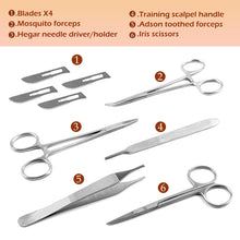 Load image into Gallery viewer, Suture Practice Kit (20 Pieces) for Medical Student Suture Training, Include Upgrade Suture Pad with 14 Pre-Cut Wounds, Suture Tools, Suture Thread &amp; Needle (Complete Suture Practice Kit)