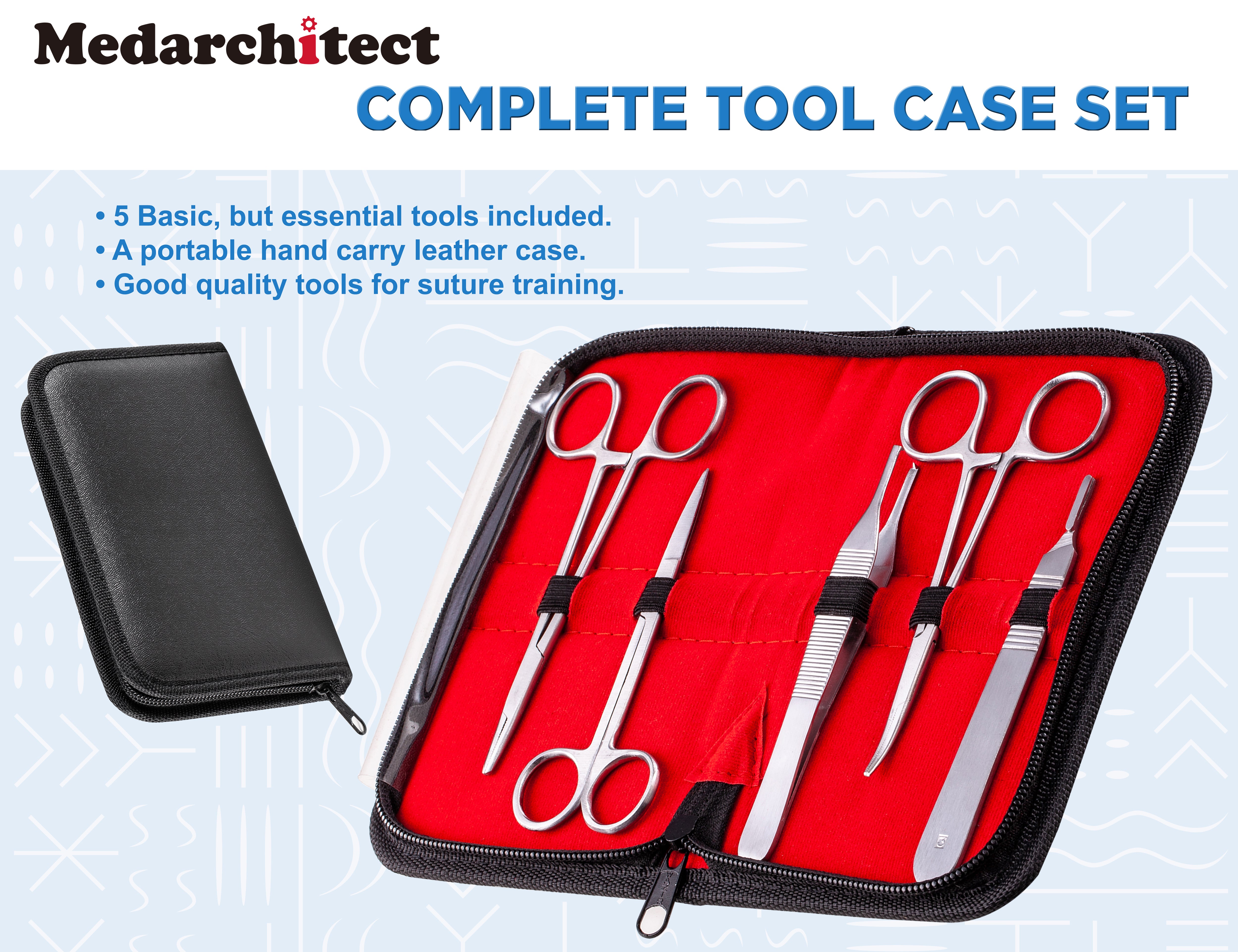 Suture Practice Kit (42 Pieces) for Suture Skill Training Include Suture Pad 8 x 8 Inches with 31 Pre-Cut Wounds, Training Tools (Extra Kit) - [shop_medarchitect]